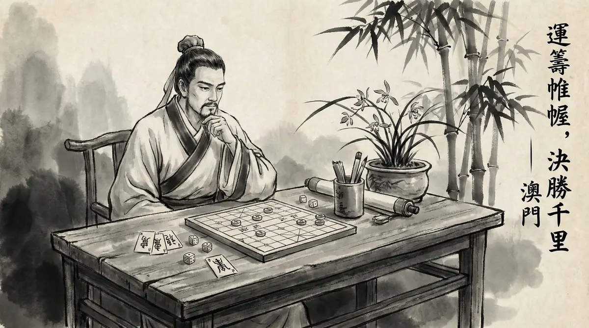 澳门太阳城澳门赌博文化水墨画