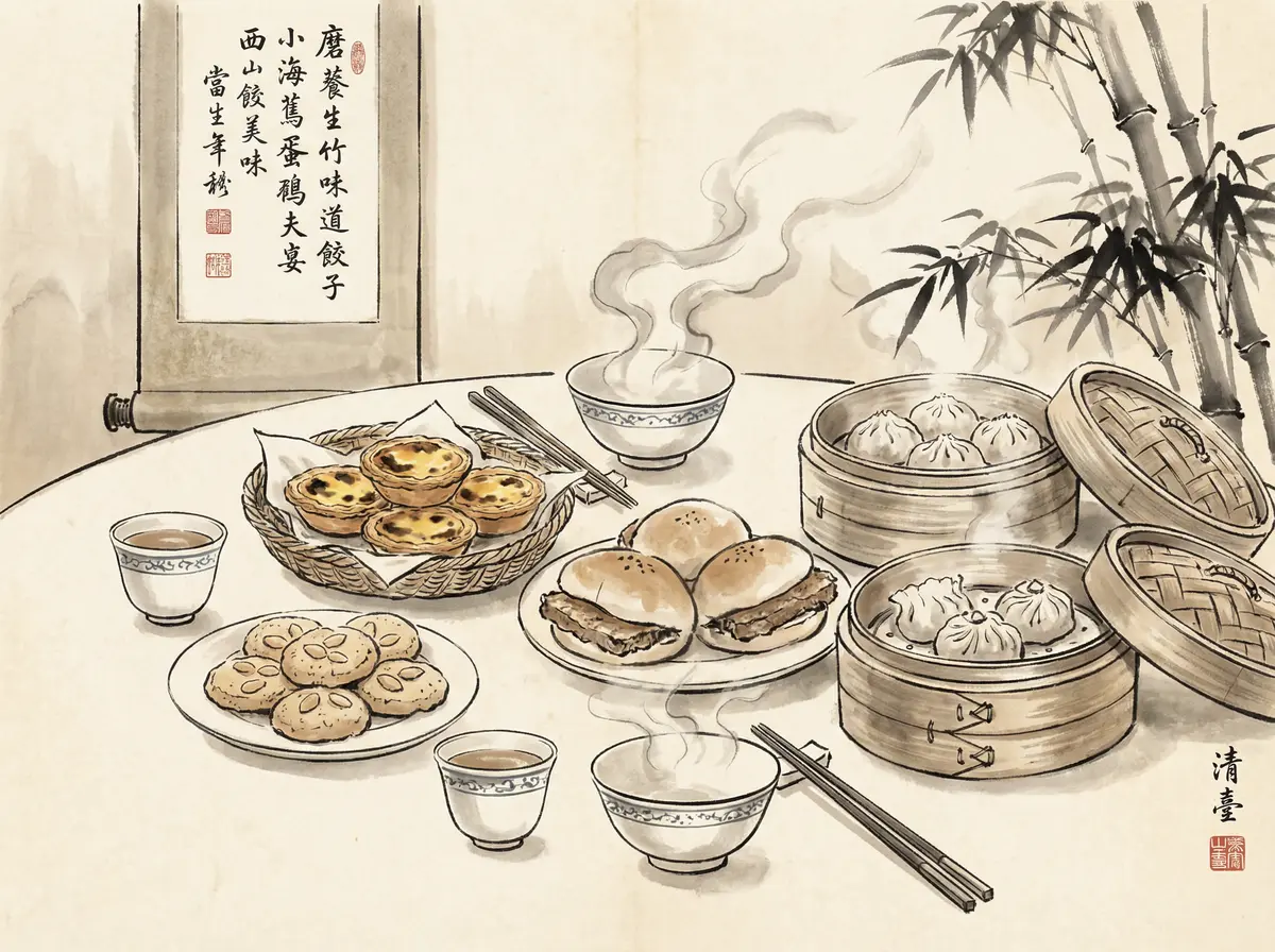 澳门太阳城推荐澳门传统美食水墨画风格